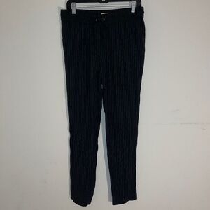 J Brand Womens Black Stripe Drawstring Waist Wool Blend Trouser Pants Size M